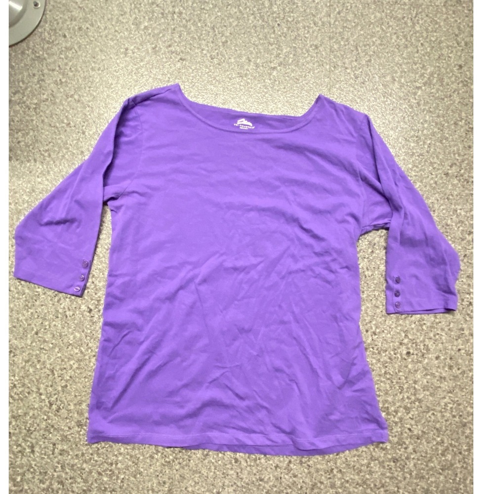 Tri-Mountain Boat Neck Top Womens 2XL Purple Excellent 3/4 Sleeve Button Cuff‎